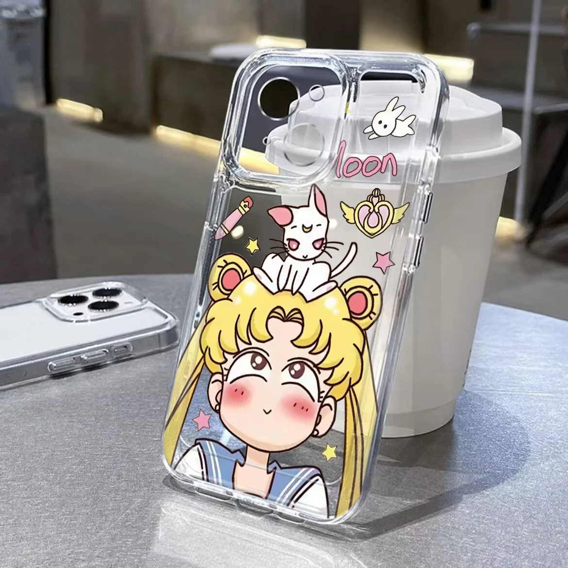 S-Sailor M-Moon cartoon Soft transparent phone Case for iPhone 16 15 14 Plus 13 12 11 Pro Max