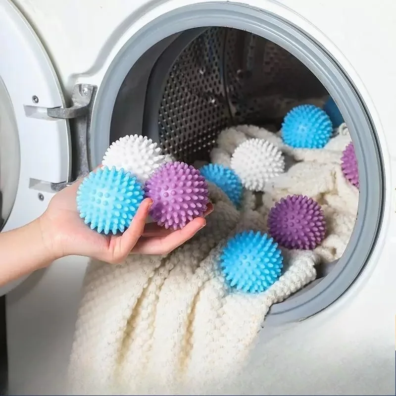 Bolas de lavandería reutilizables, limpieza suave, elimina la suciedad, el pelo, suaviza la ropa, evita el enredado, PVC duradero, colores mezclados, 4/8/12 Uds.