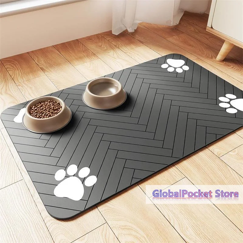 Diatomaceous Mud Absorbent Pet Placemat For Food And Water Bowl With Waterproof Quick-Dry Rubber Backing Non-Slip Home Pet Mat