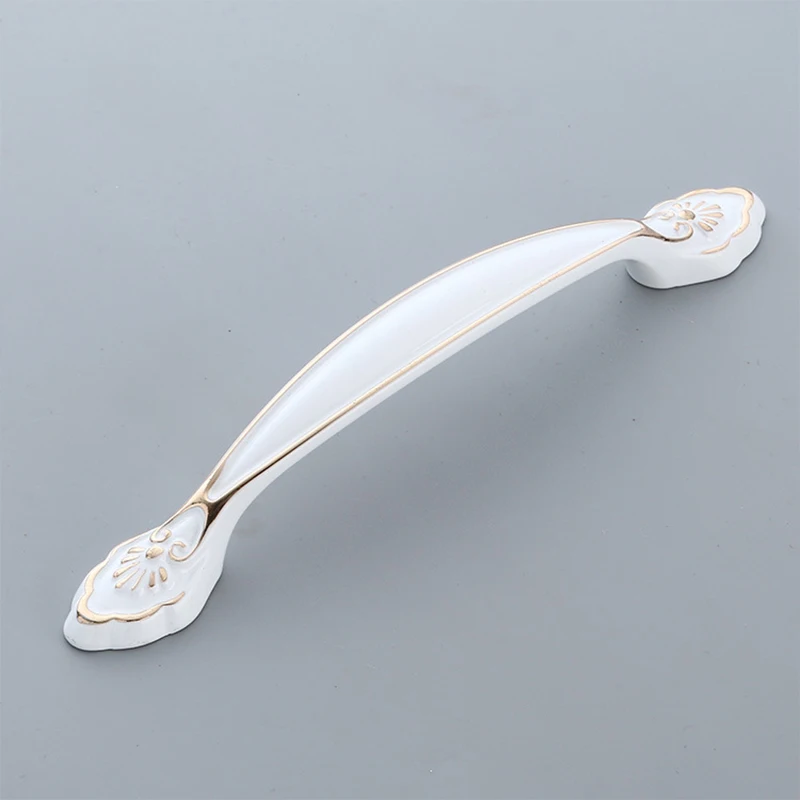 Aluminum Cabinet Handle European-style Simple Ivory White Kitchen Cupboard Door Handle Wardrobe Drawer Knob Furniture Handle