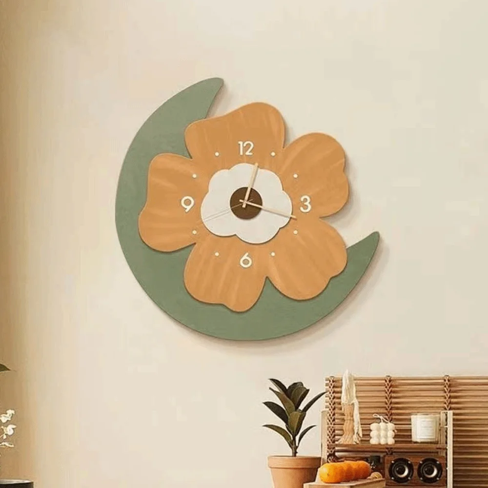 

Wall Decoration 30cm Flower Creative Clock Slient Decor Artistic Simple Wall Clock Cartoon Modern Home Clock Bedroom
