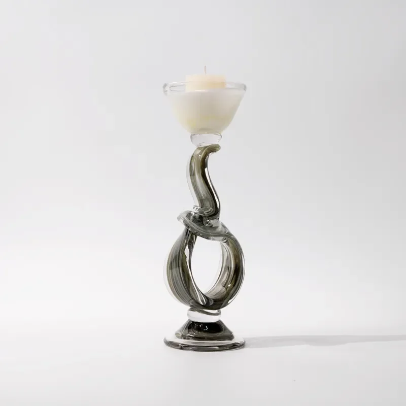 Modern Glazed Candle Holder Luxury Art Design Candlestick for Home Decor Entrance Display Soft Handicraft Ornament Model