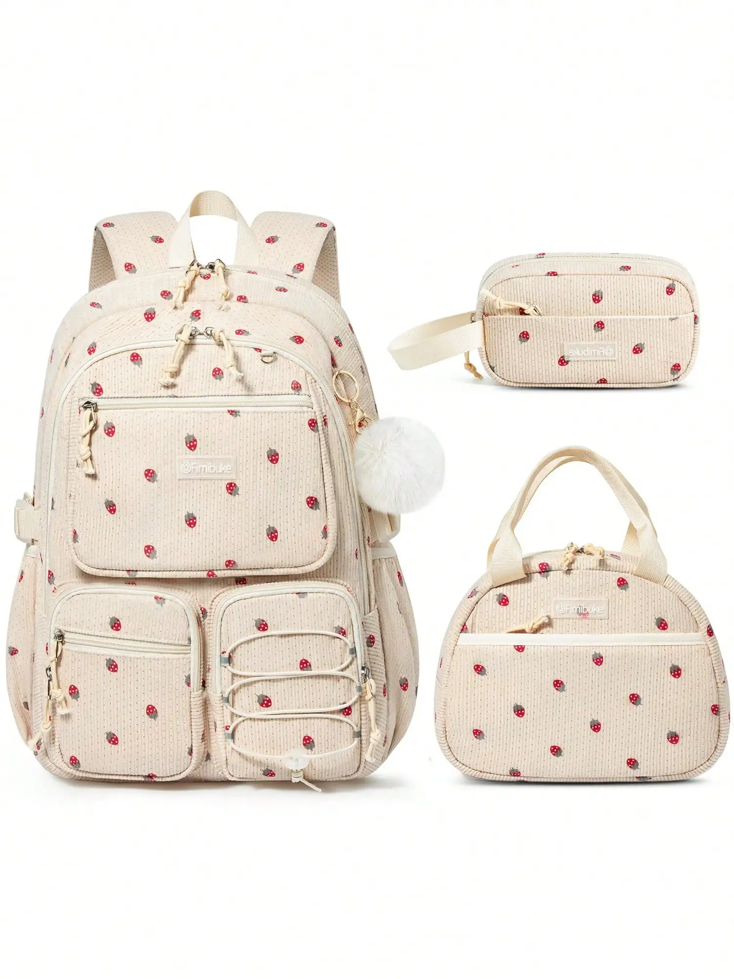 School Backpack - 3PCS Corduroy Backpack Set With Lunch Box & Pencil Pouch, Laptop Travel Daypack For Middle, High School Back To School Bookbag Set