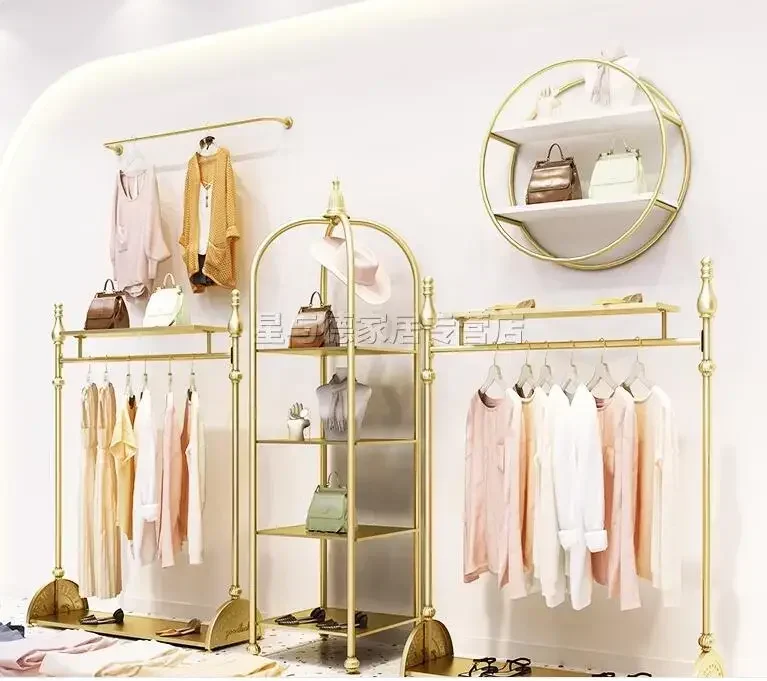 

QO Clothing store display racks floor-standing women's clothing store display shelves hanging hangers GOOD