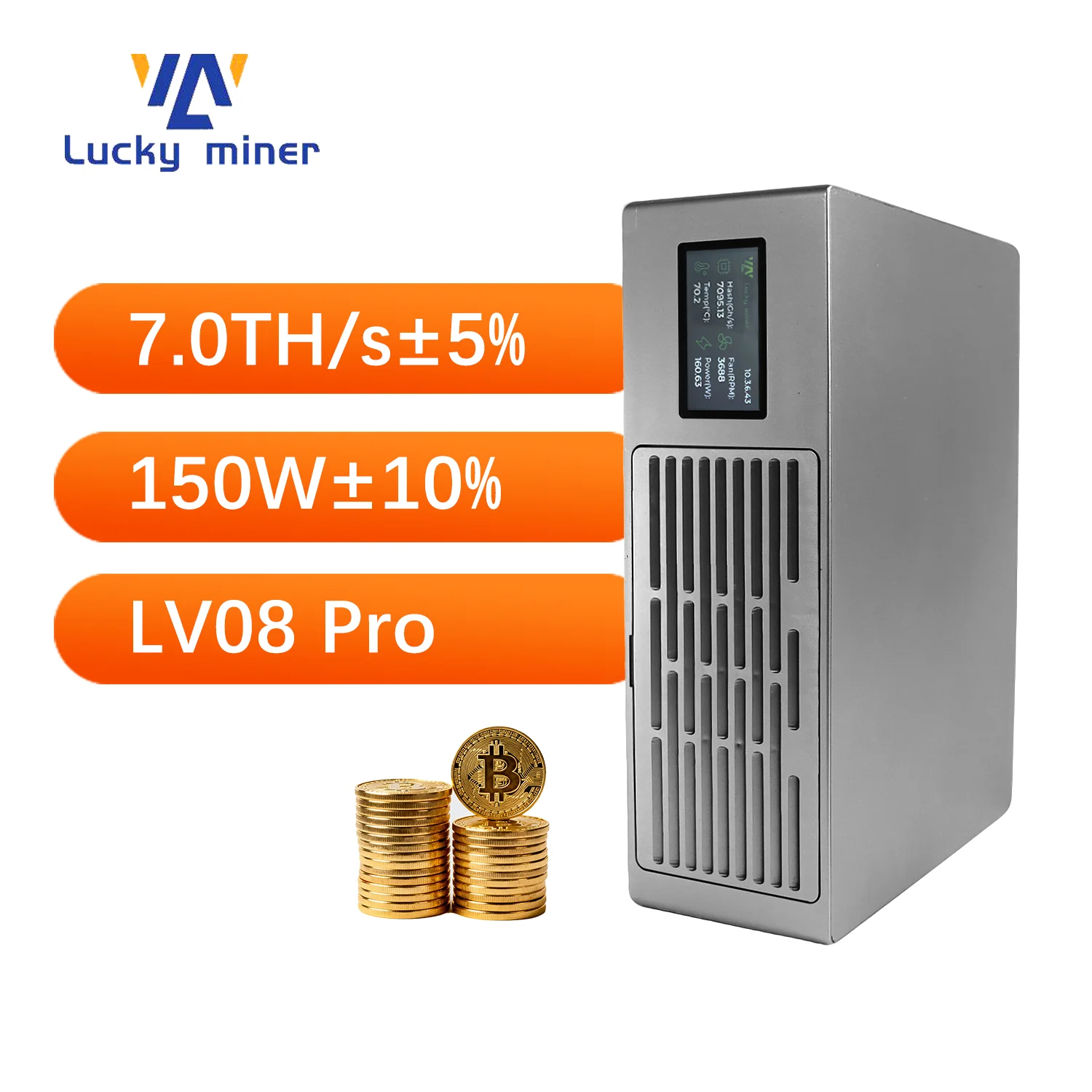 2026 New Lucky Miner LV08 Pro 7TH/s Bitcoin Miner Silent Mini ASIC Crypto Miner Support SHA256 BTC BCH BSV DGB Home Mining