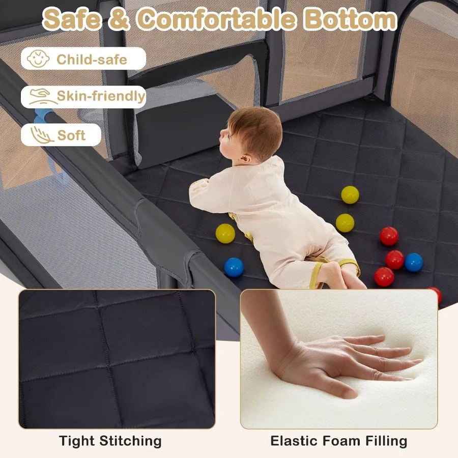 روضة أطفال مقاس 81 × 57 قلم لعب كبير جدًا مع شبكات كرة السلة وكرات المحيط وشبكة قابلة للتنفس وبوابات بسحاب داخلية أ