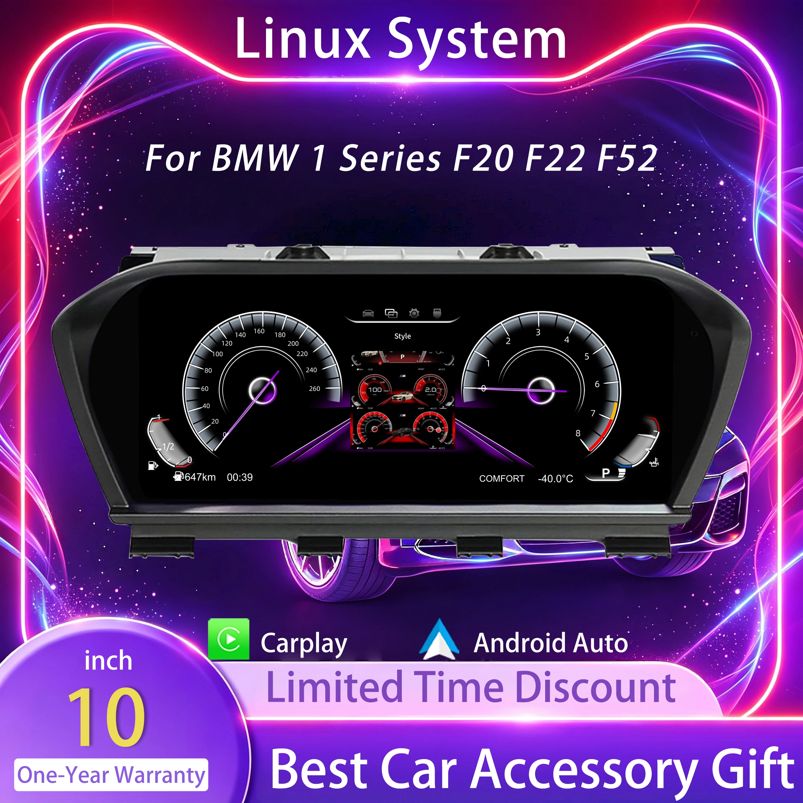 10" Virtual Cockpit Digital Dashboard For BMW 1/2 Series F20 F52 F22 F45 X1 F48 F49 F39,Speedometer,Odometer,Plug&Play