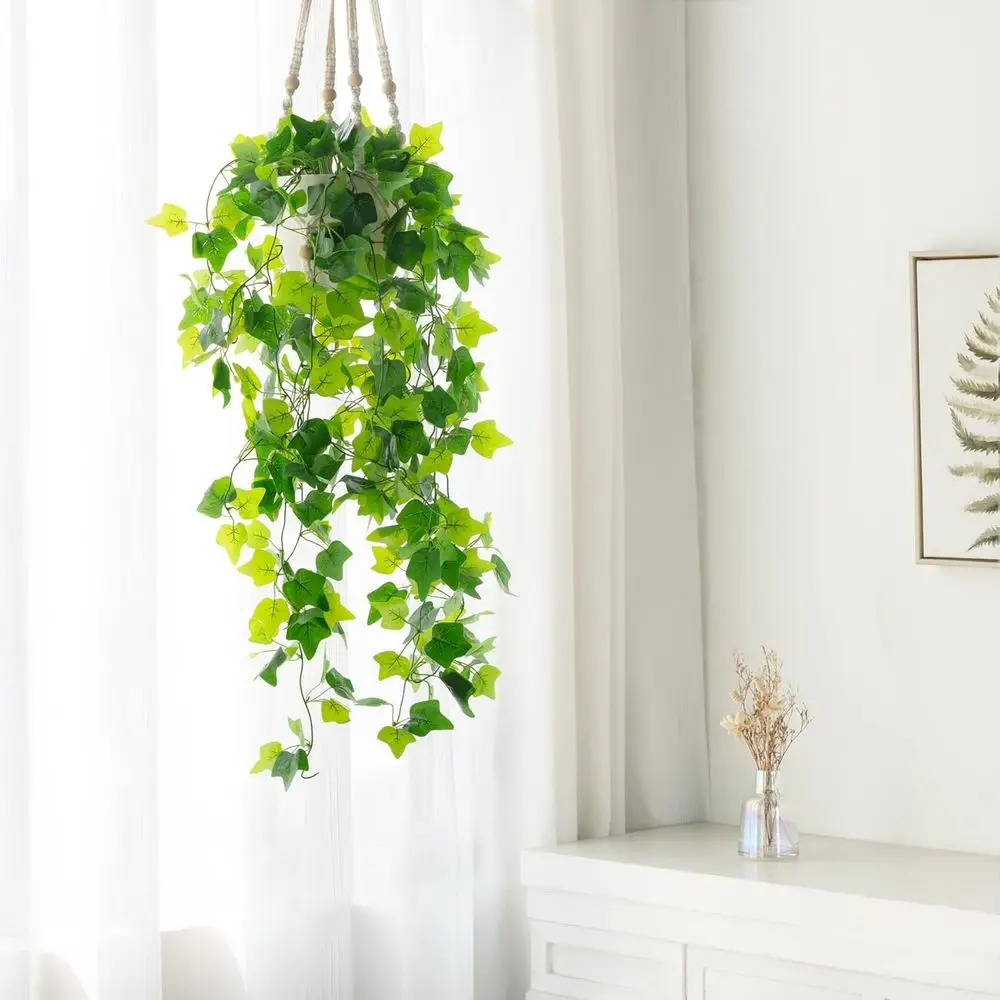 Hanging Plant Hanger Potted Vines Indoor Decor, 1 Pack | No Watering or Pruning, No Wilting or Dying, Lifelike Artificial Leaves