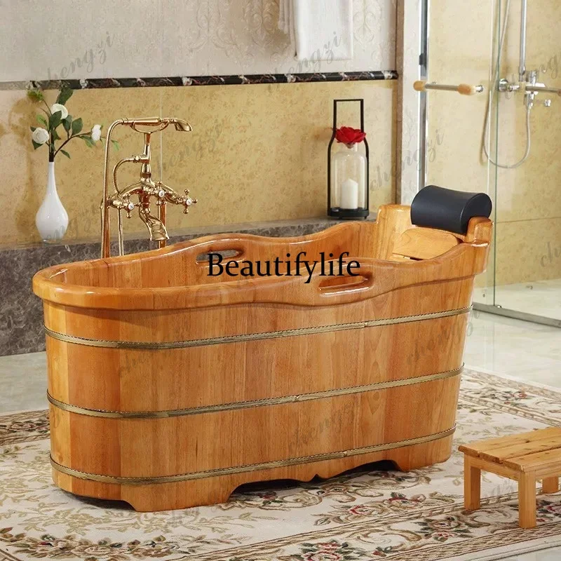 C178 Adult full body bath wooden tub bathtub household solid wood beauty salon bath wooden bucket medicinal bath wooden bucket