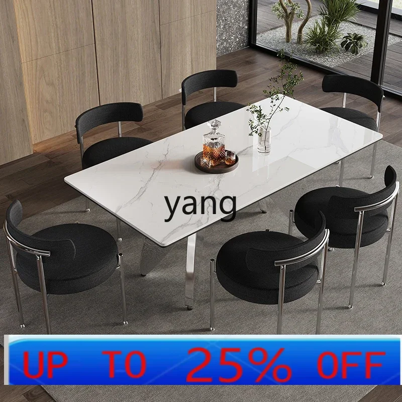 

LH light luxury simple modern creative rock slab dining table and chair combination