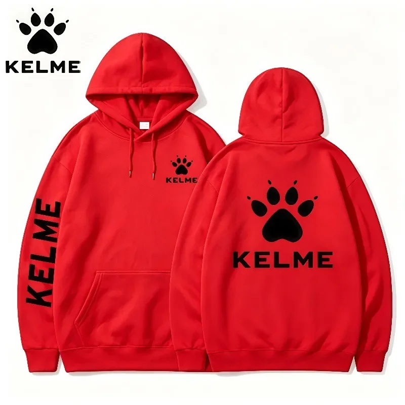 KELME Unisex Casual Pullover Hoodie Einfarbiger Sweatshirt Fleece Weich Kängurutasche Kordelzug Streetwear Locker Sitzendes Oberteil – Detail 13