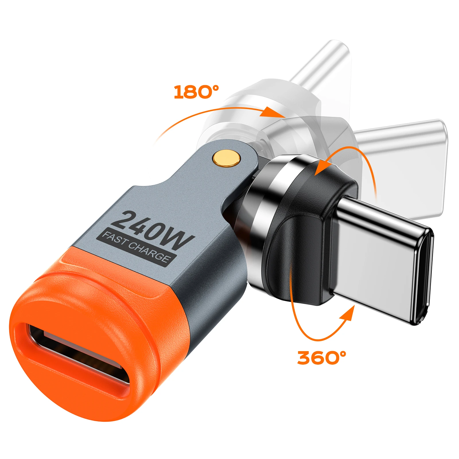 AUFU 240W USB-C zu Typ-C OTG Adapter PD3.1 5A Schnellladekabel-Konverter für iPhone MacBook Laptop 540° Drehbarer Typ-C Adapter
