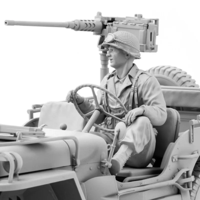 Image of 1/16 Maßstab Druckguss-Harz-Figurenmodellbausatz WWII US Army Utility Truck Driver (ohne Auto, ohne Waffe) unmontiert und unbemalt