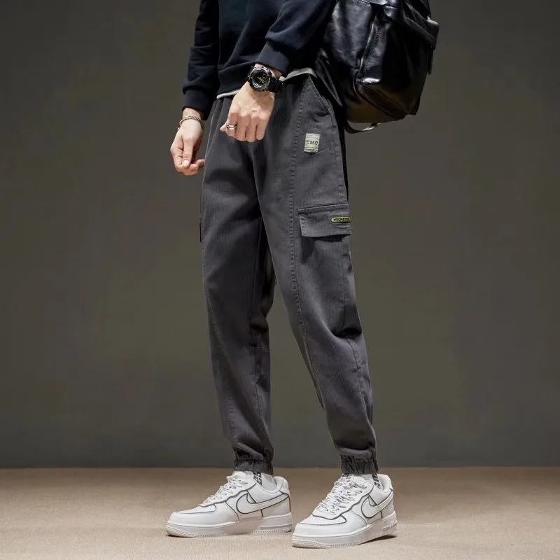 

Casual Drawstring Pocket Cargo Men's Pants Clothing Summer Autumn Outdoor England Style Y2k Clothes Streetwear Harajuku Kanye