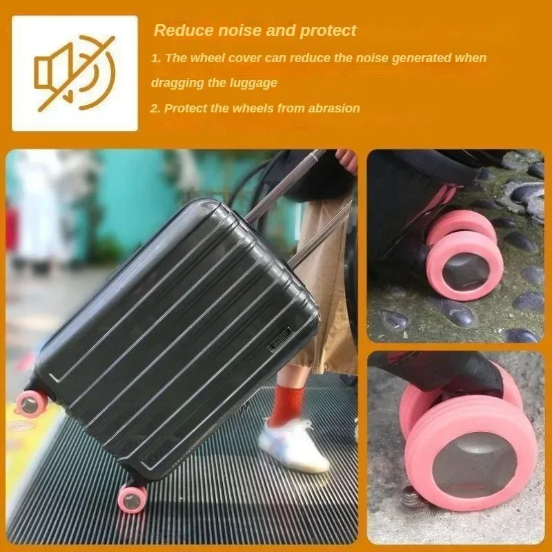 8PCS Silicone Wheels Protector For Luggage Reduce Noise Trolley Case Silent Caster Sleeve Travel Luggage Suitcase Accessories