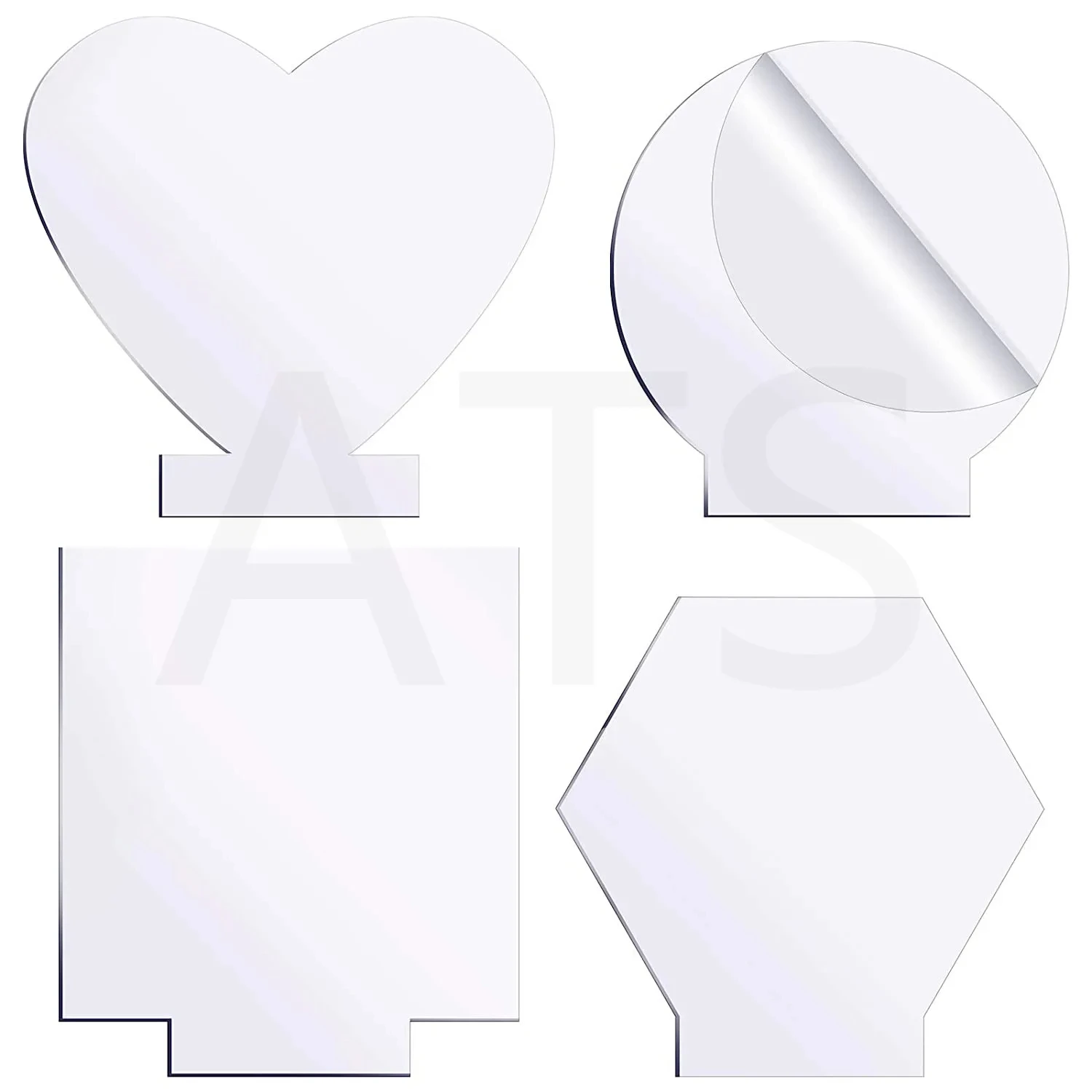 

4 Pcs Different Clear Acrylic Sheet Round Square Heart Pentagon Panel Thick 3.8 mm Acrylic Board Cast Acrylic DIY Display