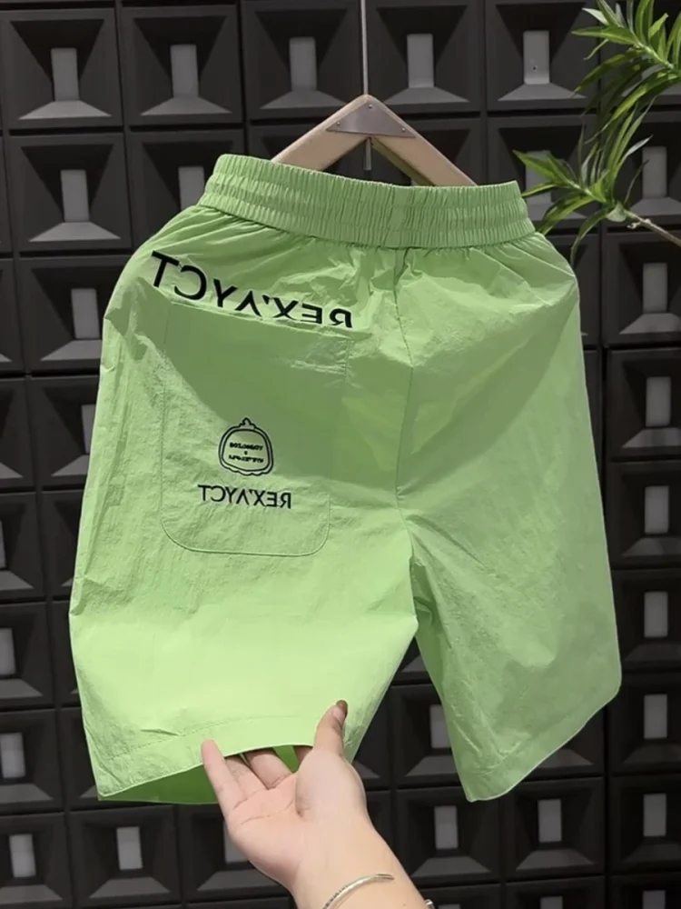 

Ice Silk Casual Shorts Men's Summer New Fashion Quick Dry Loose Beach Five-Quarter Mid-Pants Straight Leg Youthful Energy