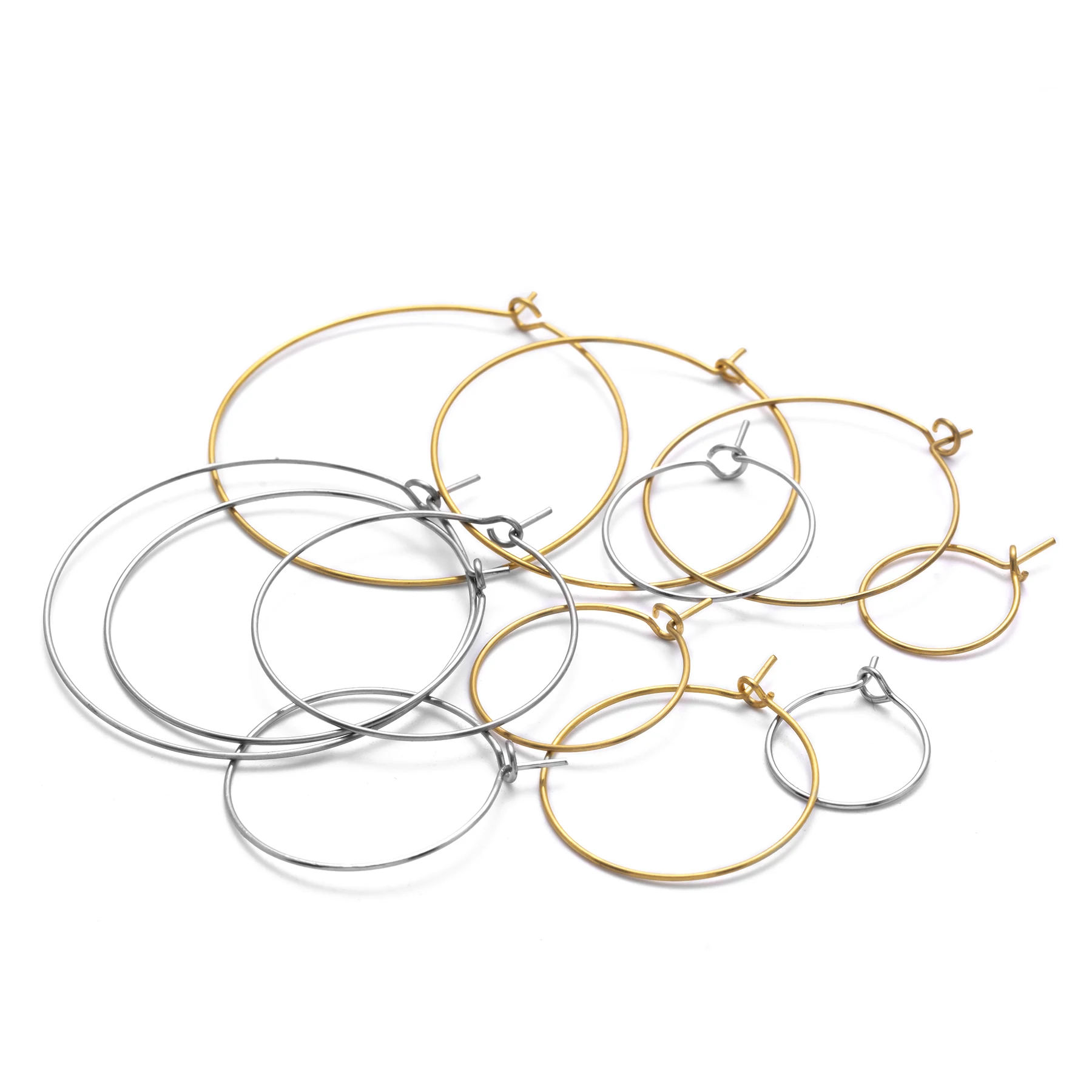 50 Stück Edelstahl, hypoallergen, 15 mm–40 mm, runde, kreisförmige Drahtohrringe, passend für die Herstellung von Schmuck und Ohrringen im DIY-Stil. – Detail 3