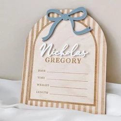 Customized Blue Bow Baby Boy Name Plaque Boy Birth Announcement Hospital Sign Newborn Photo Props Baby Shower Party Gift