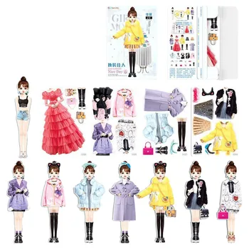 자기 원피스 업 아기, 자기 공주 원피스 종이 인형 자석 원피스 업 게임, 소녀 자기 원피스 업 스티커 퍼즐 세트 