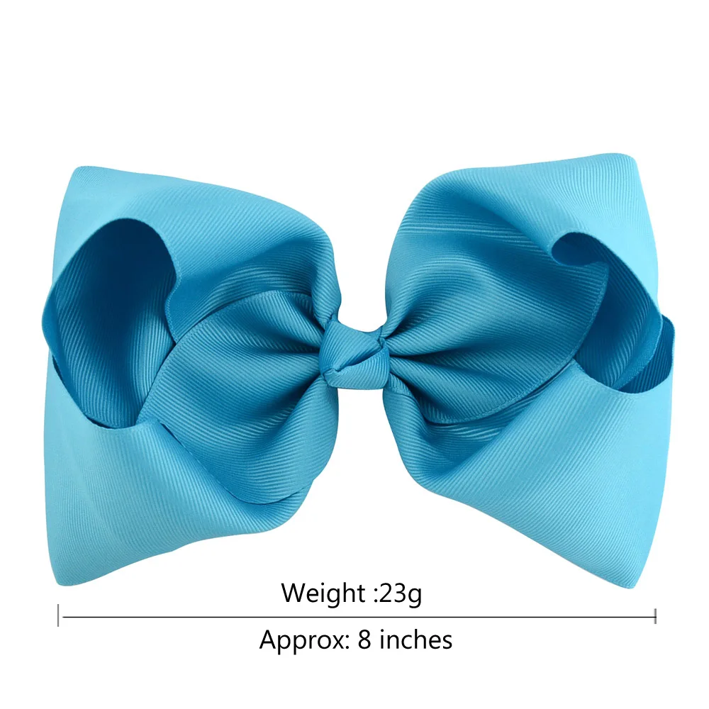 8Inch 1piece Kids Colorful Big Hair Bow Solid with Clip Boutique Solid Grosgrain Hairpins Hair Accessories Hairclips Wholesale