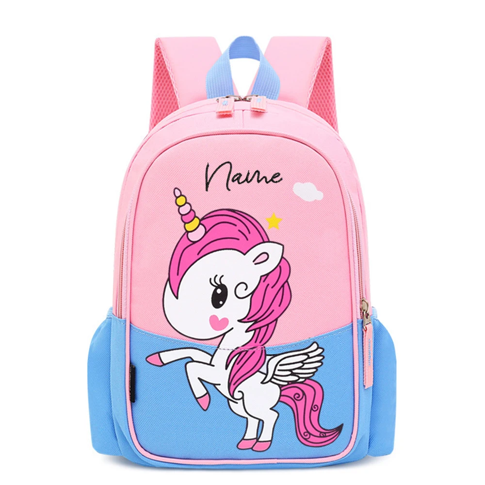 Cute Unicorn 2-4 Years Old Boys Girls Backpack Personalized Name Kindergarten Kids Schoolbag Custom Baby's Outgoing Snack Bags