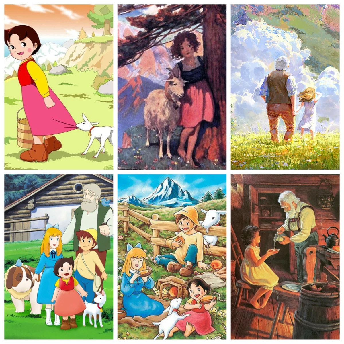 Heidi Diamond painting girl in Alps animation girl DIY Diamond digital oil painting handmade gift home wall decoration