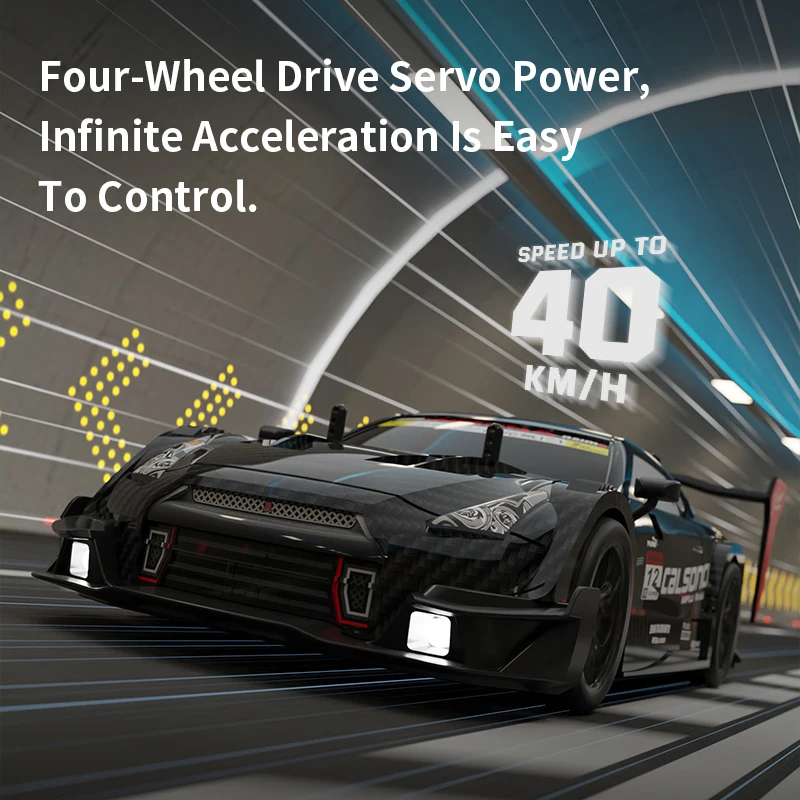 1:14 GTR 2.4G Half-Scale High-Speed Four-Wheel Drive Drift Car Light Switching Speed 40 Km/H Remote Control Car Children's Toy