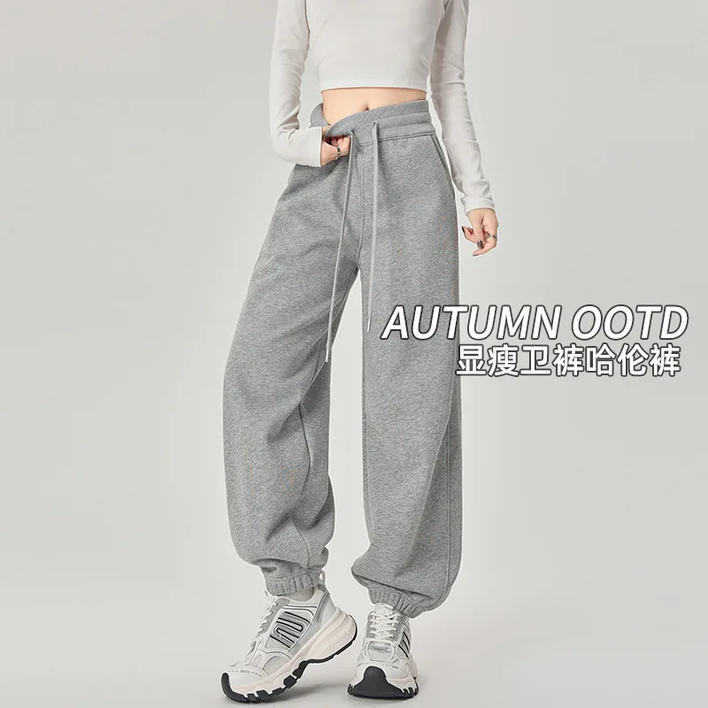 Women Warm Joggers Pants Autumn Winter Warm Wide Leg Sportspants Thicken Fleece High Waist Straight Trousers Streetwear Outfits