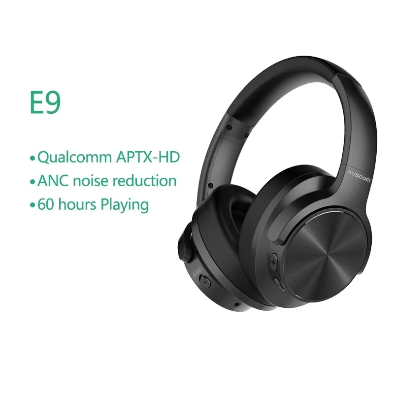 

E9 Wireless APTX-HD Headphones Active Noise Cancelling Super HiFi Deep Bass Bluetooth 5.0 Headset With 60 Hours Playing