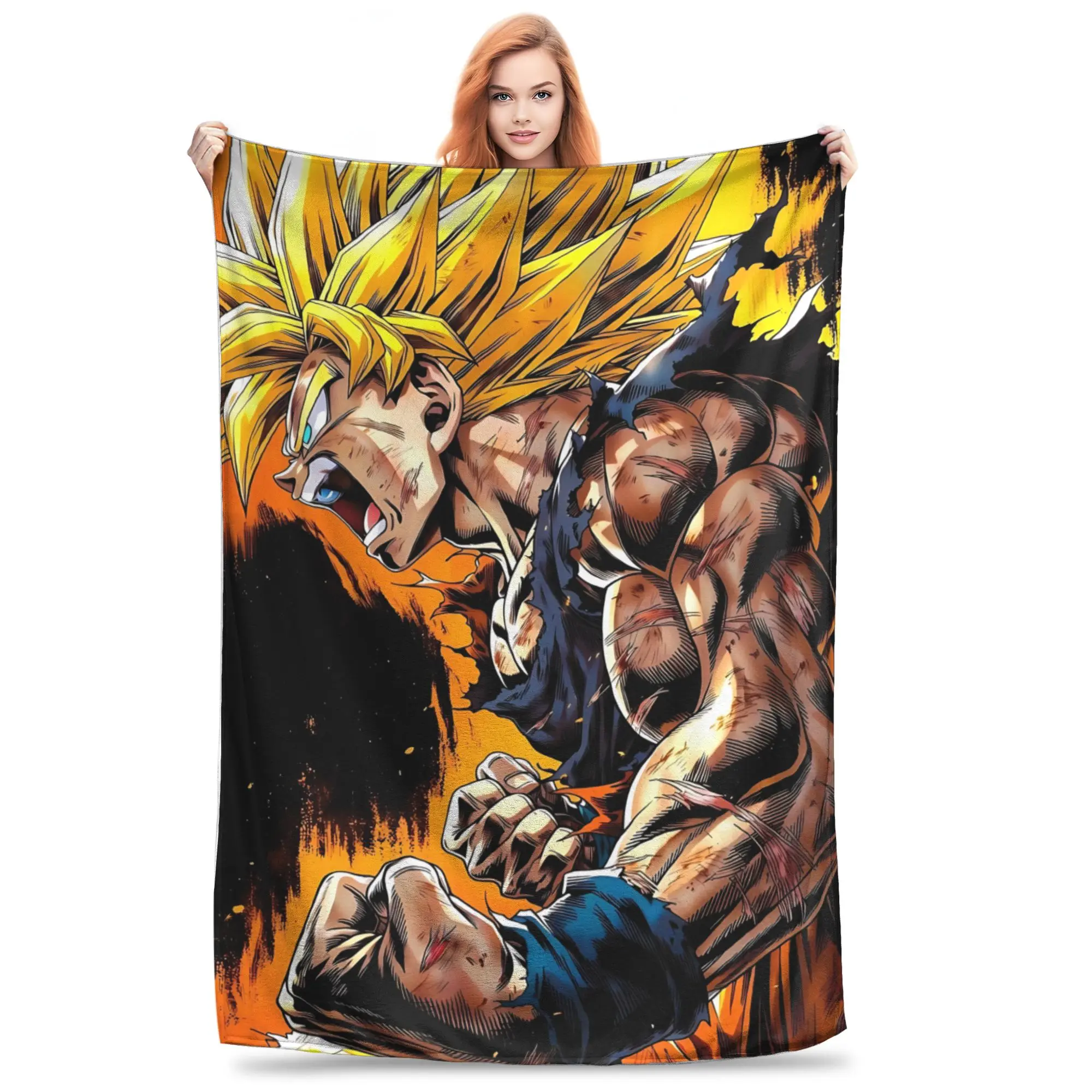 1PC home Christmas Room Decor Dragon Ball theme Goku  Blanket Throw Blanket  Novelty Warm Blanket All Season