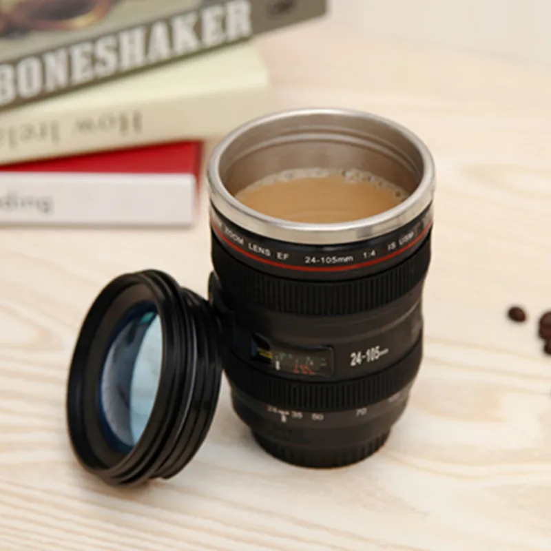 Creative 400ml Stainless Steel Liner Camera Lens Thermos Mug Portable Coffee Mug Tea Cup With Lid Novelty Gifts Thermomug