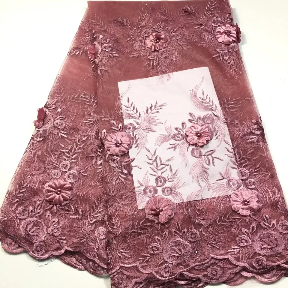 3D Lace Fabric With Beads And Stones High Quality African Tulle Lace Fabric 2025 Guipure Nigerian Lace Fabrics Onion M31582