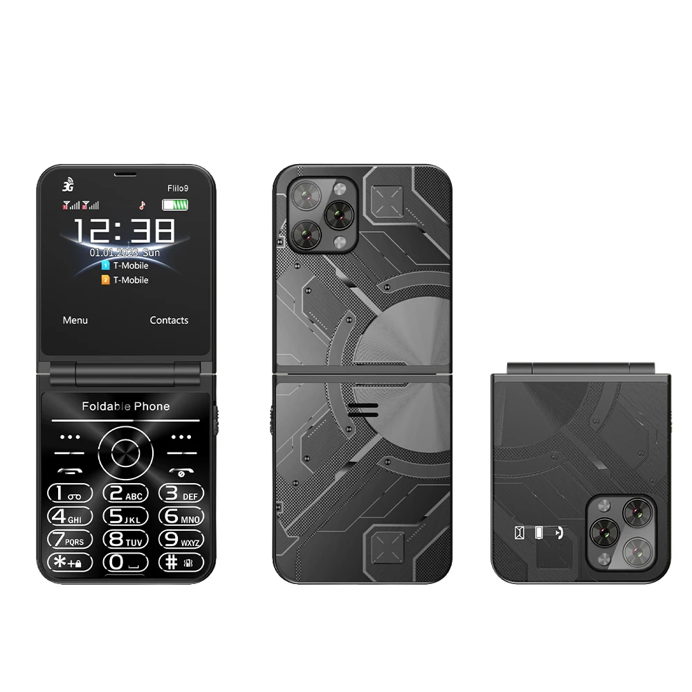 SERVO Flilo9 3G Mobiele telefoon Dual SIM Standby Oproep Opname Snelheidsknop FM-radio Blacklist Zaklamp Opvouwbare knop Mobiele telefoons