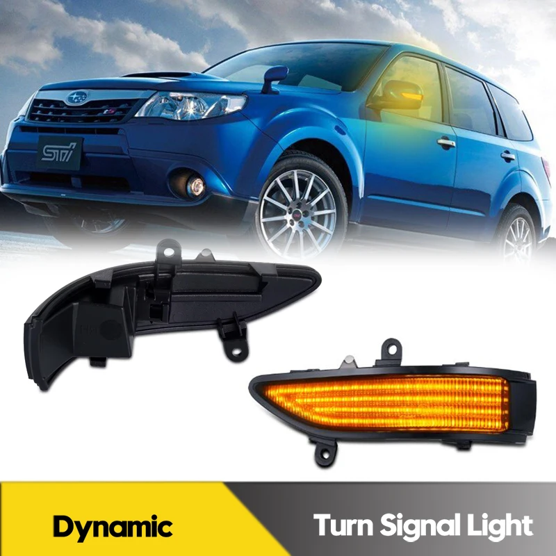 

2Pcs LED Dynamic Side Mirror Light Turn Signal Lamps For Subaru Forester Outback Legacy Tribeca WRX STI 08-14 Car Accessories