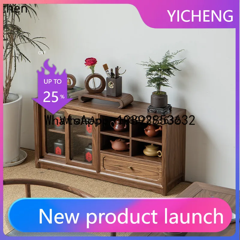 WW23 Solid Wood Purple Clay Teapot Tea Cabinet Display Cabinet Tea Rack Tatami Storage Side Side Table
