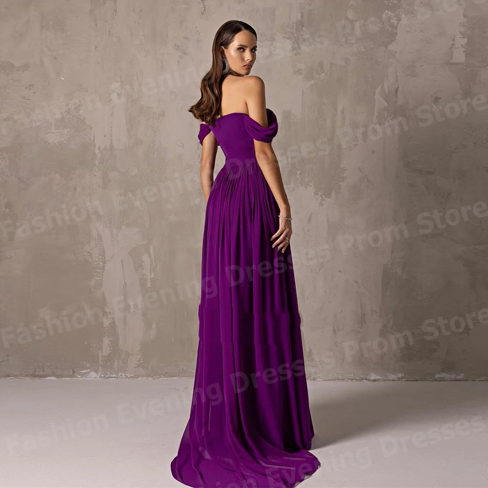 Elegant Women A Line Evening Dresses Off Shoulder Prom Gowns Customized Vestidos De Fiesta Sleeveless Backless Robe De Soirée