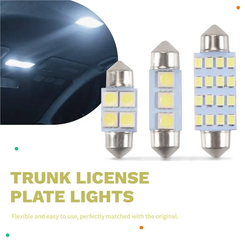 ABHY-14Pcs LED Interior Package Kit For T10 36Mm Dome License Plate Lights White Parking Lights Bulb Auto Door Lamp