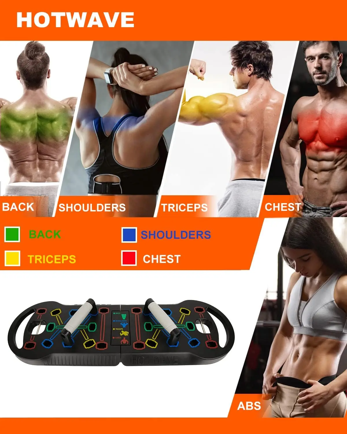 Portable 20 in 1 Push Up Board  with 16 Gym Accessories, Resistance Bands with Ab Roller Wheel, Full Body Workout at Home