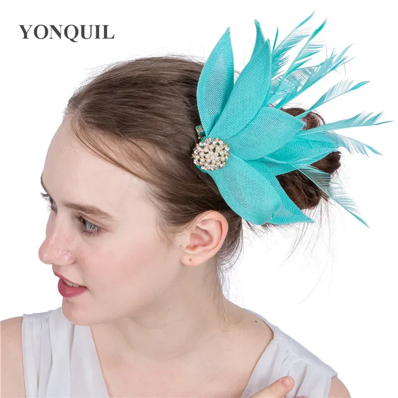 Eleganter Braut-Feder-Fascinator-Haarreif für Damen, Hochzeitskopfbedeckung, Haarschmuck für Kirche, Cocktailparty – Detail 2
