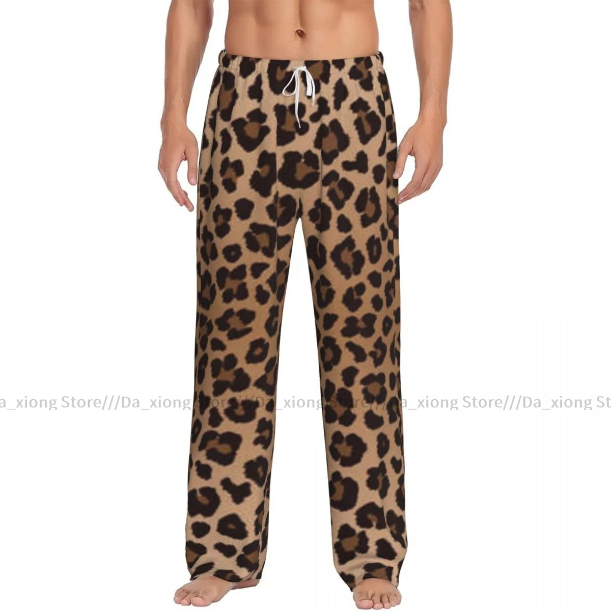 Men's Sleepwear Loose Sleep Pants Pajamas Leopard Pattern Long Lounge Bottoms Casual Homewear