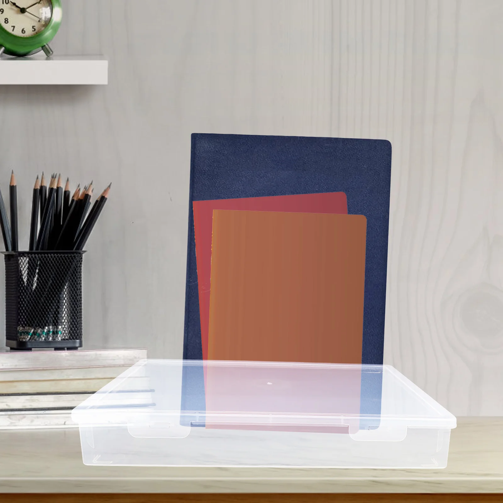 Caixa de armazenamento de arquivo, material pp, design transparente, caixa de documentos empilhável para escritório, casa, organizador de arquivo, suporte de certificado de nascimento