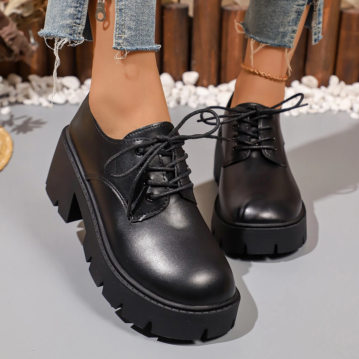 Sepatu Oxford Platform dengan  - Oxford Lace Up Women ulasan dan harga