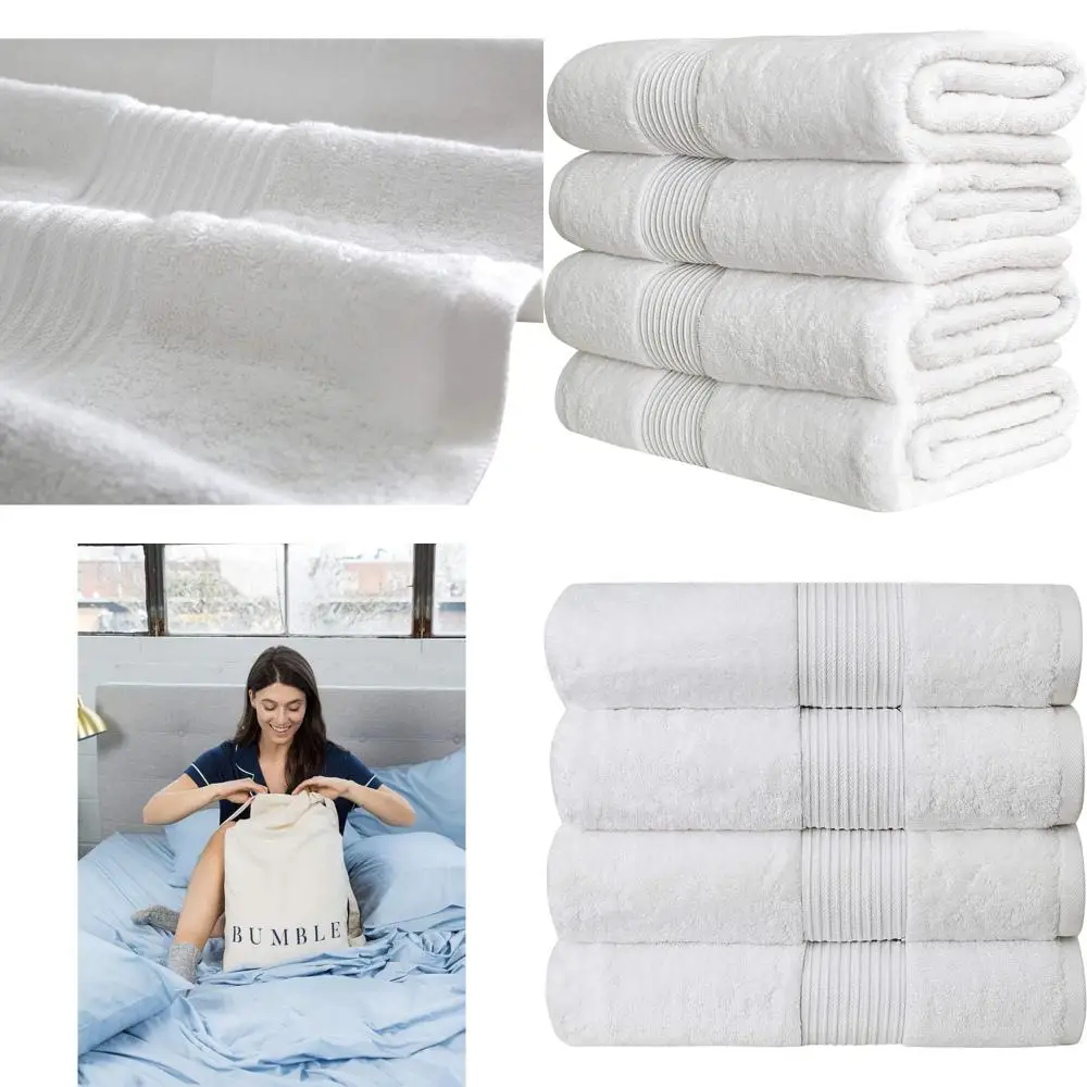 

Премиальные большие банные полотенца | 650 GSM, 34 x 56 | Плюшевый и впитывающий материал | Быстросохнущие, плотные, белые, 4 штуки в упаковке