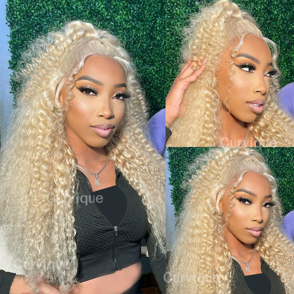 

613 Hd Кружевной фронтальный парик 13X6 Вьющиеся светлые человеческие волосы Парики для чернокожих женщин 30 38 дюймов 13X4 Бразильский водный глубокий волнистый фронтальный парик