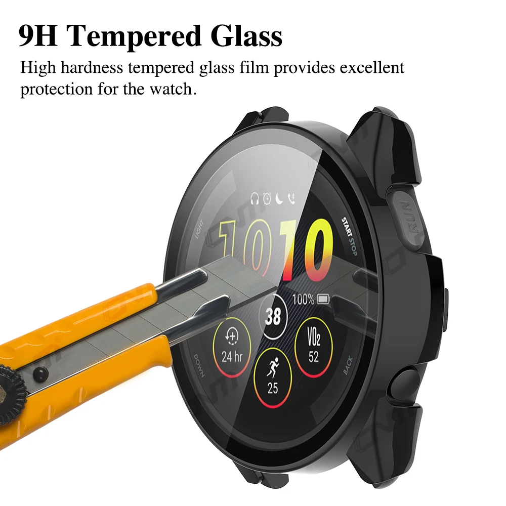 Watch Full Protective Case For Garmin Forerunner 965 265 265S 2in1 Shell+Tempered Glass Film Hard Bumper Cover Screen Protector