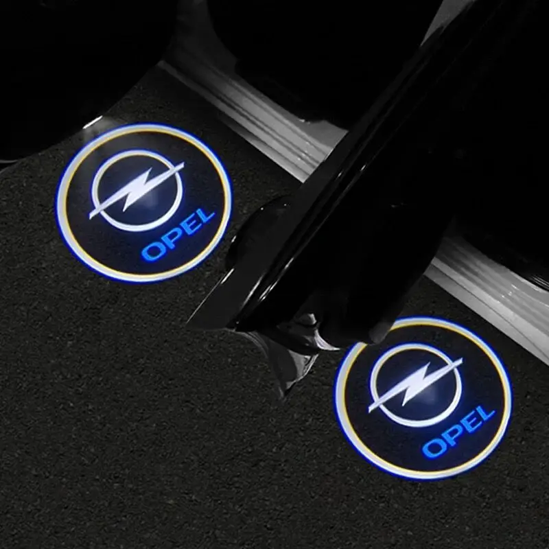 2PCS Wireless For Opel Insigni Astra J G K B Corsa Zafira B Mokka Vivaro Meriva Led Car Door Welcome Logo Light Car Accessories