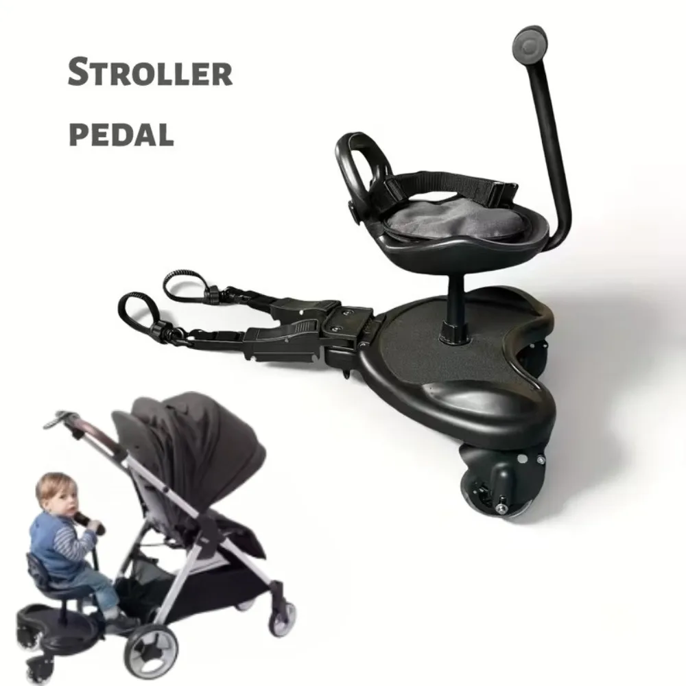 Universal 2-in-1 Stroller Board Child Rider Stroller Attachment with Saddle Detachable Seat & Standing Platform Easy to Use
