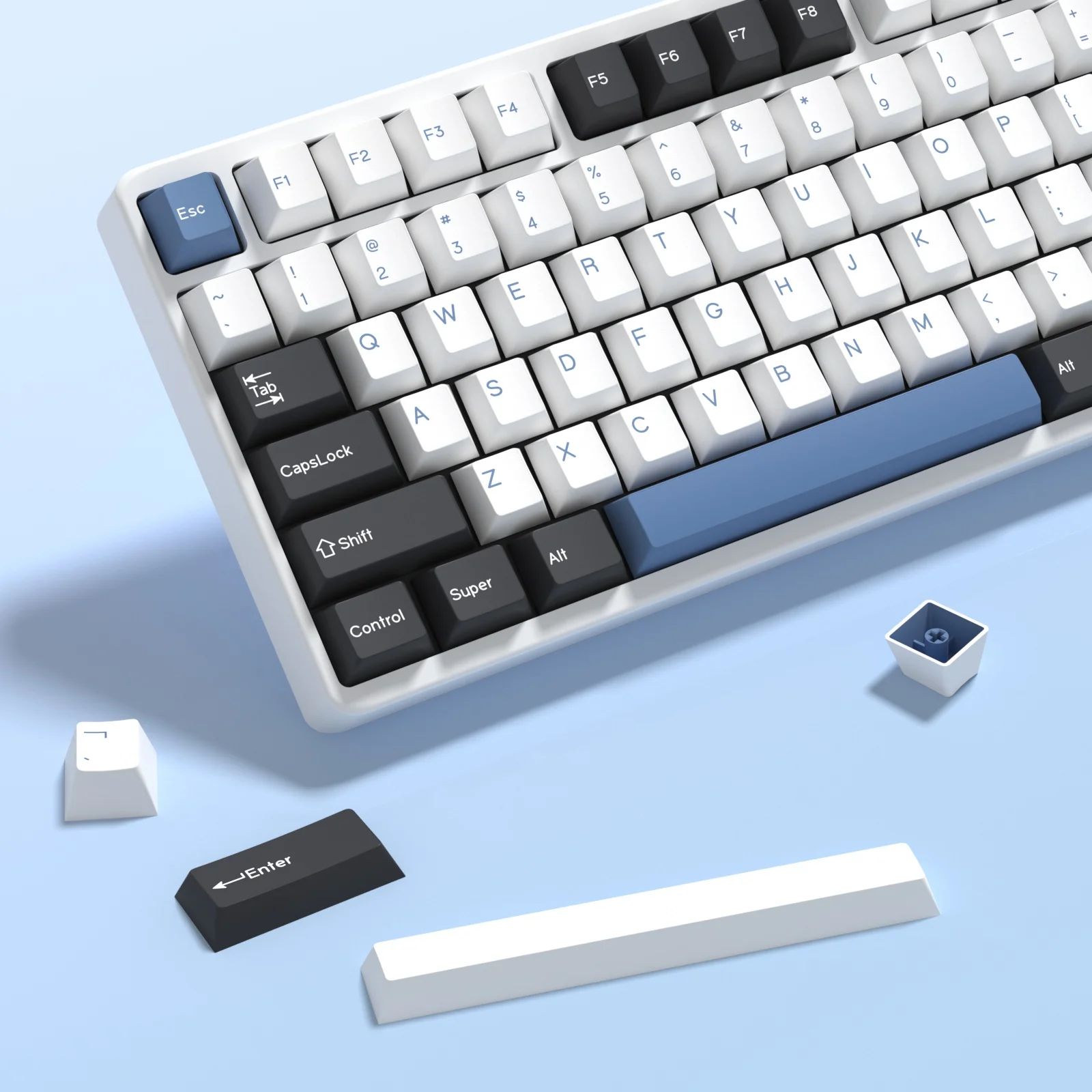 kbdiy gmk arctic keycaps para gamer kit teclado mecanico gaming retro cap point key perfil cereja double shot pbt iso 01