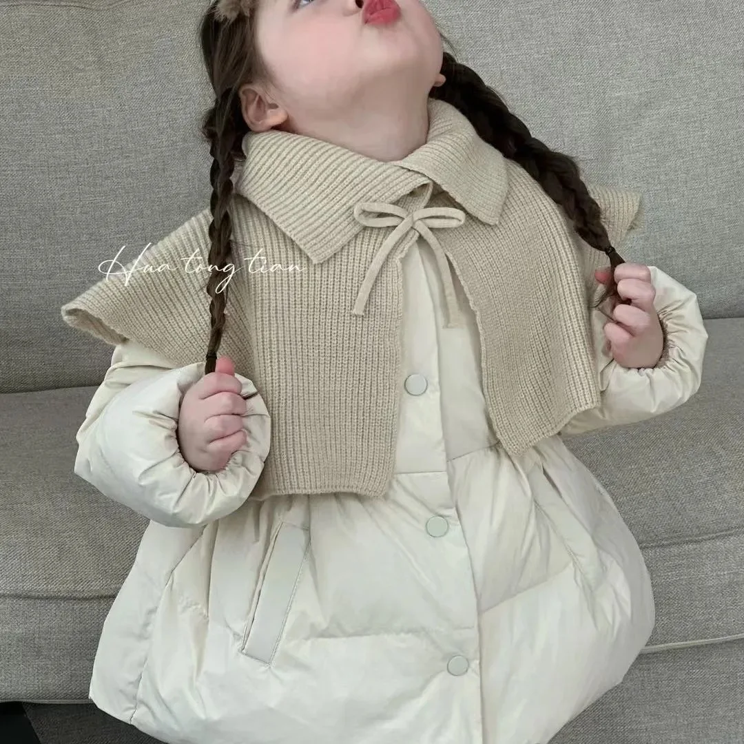 Winter Children's Cotton Jacket Medium-sized Children Korean Short Version Clothing Knitted Hat Stylish Jacket